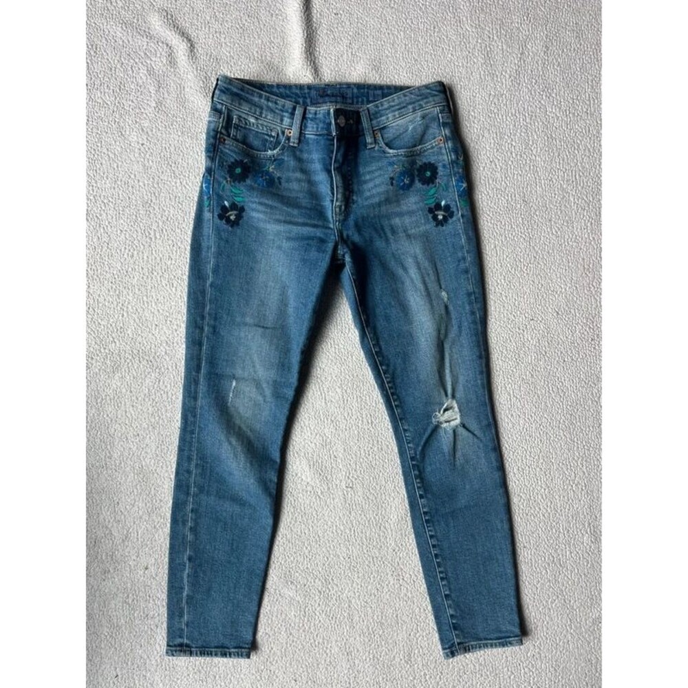 Lucky Brand Embroidered Floral Denim Ankle Cheville Jeans Womens 4